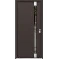 Front Exterior Prehung Aluminum Door / Cynex 6777 Brown / Entry Steel Metal Modern Painted W32"xH80" Right-hand Inswing Brown
