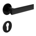 Door Euro Handle ANIK for Magnetic Lock, Satin Chrome, Entry Black