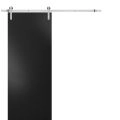 Sturdy Barn Door with Hardware | Planum 0010 Ginger Ash | 6.6FT Rail Hangers Heavy Set | Modern Solid Panel Interior Doors Black Matte