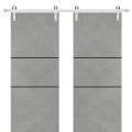 Sliding Double Barn Doors with Hardware | Planum 0014 Matte Grey and Aluminum Strips | 13FT Rail Hangers Sturdy Set | Modern Solid Panel Interior Hall Bedroom Bathroom Door-60" x 84" (2* 30x84) Concrete