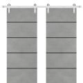 Sliding Double Barn Doors with Hardware | Planum 0015 Concrete and Aluminum Strips | 13FT Rail Hangers Sturdy Set | Modern Solid Panel Interior Hall Bedroom Bathroom Door-60" x 84" (2* 30x84) Concrete