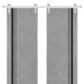 Sliding Double Barn Doors with Hardware | Planum 0011 Matte Grey and Aluminum Strips | Silver 13FT Rail Hangers Sturdy Set | Modern Solid Panel Interior Hall Bedroom Bathroom Door Concrete