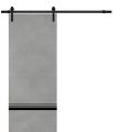 Sliding Barn Door with Hardware | Planum 0012 Walnut and Aluminum Strips | 6.6FT Rail Hangers Sturdy Set | Modern Solid Panel Interior Doors-30" x 84" Concrete