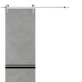 Sliding Barn Door with 6.6ft Hardware | Planum 0012 Concrete and Aluminum Strips | Rail Hangers Sturdy Silver Set | Modern Solid Panel Interior Doors-36" x 80" Concrete