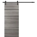 Sliding Barn Door with Hardware | Planum 0015 Walnut and Aluminum Strips | 6.6FT Rail Hangers Sturdy Set | Modern Solid Panel Interior Doors-28" x 96" Ginger Ash