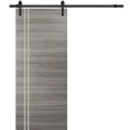 Sturdy Barn Door with Hardware | Planum 0310 Ginger Ash and Aluminum Strips | 6.6FT Rail Hangers Heavy Set | Modern Solid Panel Interior Doors-36" x 80" Ginger Ash