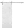 Sliding Barn Door with 6.6ft Hardware | Planum 0020 Grey Oak | Rail Hangers Sturdy Silver Set | Modern Solid Panel Interior Doors White