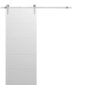 Sliding Barn Door with 6.6ft Hardware | Planum 0770 Painted White Matte | Rail Hangers Sturdy Silver Set | Modern Solid Panel Interior Doors Painted White