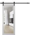 Sturdy Barn Door | Lucia 2166 Matte Black with Clear Glass | 6.6FT Black Rail Hangers Heavy Hardware Set | Modern Solid Panel Interior Doors White
