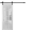 Sturdy Barn Door 12 Lites | Felicia 3312 | 6.6FT Rail Hangers Heavy Hardware Set | Solid Panel Interior Doors -36" x 80" White