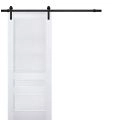 Sturdy Barn Door | Veregio 7411 Matte Grey | 6.6FT Rail Hangers Heavy Hardware Set | Solid Panel Interior Doors White