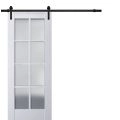 Sturdy Barn Door | Veregio 7412 White Silk with Frosted Glass | 6.6FT Rail Hangers Heavy Hardware Set | Solid Panel Interior Doors White