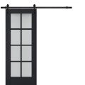 Sturdy Barn Door | Veregio 7412 White Silk with Frosted Glass | 6.6FT Rail Hangers Heavy Hardware Set | Solid Panel Interior Doors Antracite