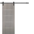 Sliding Barn Door with Hardware | Planum 0020 Grey Oak | 6.6FT Rail Hangers Sturdy Set | Modern Solid Panel Interior Doors Grey Oak