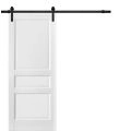 Sliding Barn Door with Hardware | Lucia 31 White Silk | 6.6FT Rail Hangers Sturdy Set | 3 Paneled Shaker Wooden Solid Panel Interior Doors White