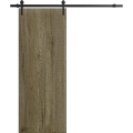 Modern Barn Door 18 x 96 inches | BASIC 3001 Ash Franko | 6.6FT Rail Track Heavy Hardware Set | Solid Panel Interior Doors Antique Oak