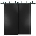 Sliding Closet Barn Bypass Doors with Hardware | Planum 0310 Matte Black and Aluminum Strips | Sturdy 6.6ft Rails Hardware Set | Modern Wood Solid Bedroom Wardrobe Doors Black Matte