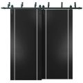Sliding Closet Barn Bypass Doors with Hardware | Planum 0410 Matte Black | Sturdy 6.6ft Rails Hardware Set | Modern Wood Solid Bedroom Wardrobe Doors  Black Matte