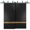 Sliding Closet Barn Bypass Doors with Hardware | Planum 2010 Matte Black and Aluminum Strips | Sturdy 6.6ft Rails Hardware Set | Modern Wood Solid Bedroom Wardrobe Doors Black Matte