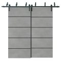 Barn Bypass Doors with 6.6ft Hardware | Planum 0015 Matte Grey and Aluminum Strips | Sturdy Heavy Duty Rails Kit Steel Set | Double Sliding Door-56" x 80" (2* 28x80) Concrete