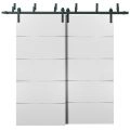 Sliding Closet Barn Bypass Doors | Planum 0020 Matte Black | Sturdy 6.6ft Rails Hardware Set | Wood Solid Bedroom Wardrobe Doors  White