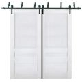 Sliding Closet Barn Bypass Doors | Veregio 7411 Oliva | Sturdy 6.6ft Rails Hardware Set | Wood Solid Bedroom Wardrobe Doors  White