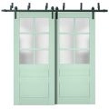 Sliding Closet Barn Bypass Doors with Frosted Glass | Veregio 7339 Matte Grey | Sturdy 6.6ft Rails Hardware Set | Wood Solid Bedroom Wardrobe Doors -72" x 80" (2* 36x80) Oliva