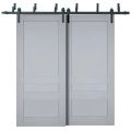 Sliding Closet Barn Bypass Doors | Veregio 7411 Oliva | Sturdy 6.6ft Rails Hardware Set | Wood Solid Bedroom Wardrobe Doors  Matte Grey