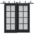 Sliding Closet Barn Bypass Doors | Veregio 7412 Antracite with Frosted Glass | Sturdy 6.6ft Rails Hardware Set | Wood Solid Bedroom Wardrobe Doors  Antracite