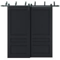 Sliding Closet Barn Bypass Doors | Veregio 7411 Oliva | Sturdy 6.6ft Rails Hardware Set | Wood Solid Bedroom Wardrobe Doors  Antracite