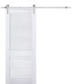 Sturdy Barn Door | Veregio 7411 Matte Grey | 6.6FT Rail Hangers Heavy Hardware Set | Solid Panel Interior Doors-36" x 80" White
