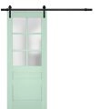 Sturdy Barn Door | Veregio 7339 Antracite with Frosted Glass | 6.6FT Rail Hangers Heavy Hardware Set | Solid Panel Interior Doors Oliva