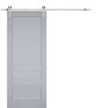 Sturdy Barn Door | Veregio 7411 Matte Grey | 6.6FT Rail Hangers Heavy Hardware Set | Solid Panel Interior Doors-36" x 80" Matte Grey