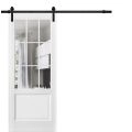 Sturdy Barn Door | Felicia 3599 White Silk with Clear Glass | 6.6FT Rail Hangers Heavy Hardware Set | Solid Panel Interior Doors White