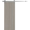 Modern Barn Door 18 x 80 inches | BASIC 3001 Caramel Oak | 6.6FT Silver Rail Track Heavy Hardware Set | Solid Panel Interior Doors Oak Franko