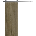 Modern Barn Door 18 x 80 inches | BASIC 3001 Caramel Oak | 6.6FT Silver Rail Track Heavy Hardware Set | Solid Panel Interior Doors Antique Oak
