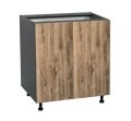30" Base Cabinet High Double Door with Black Matte door Natural Teak