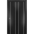 Sliding Closet Bi-fold Doors | Planum 0410 Matte Black | Sturdy Tracks Moldings Trims Hardware Set | Wood Solid Bedroom Wardrobe Doors  Black Matte