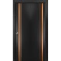 Sliding Closet Bi-fold Doors | Planum 1010 Matte Black and Aluminum Strips | Sturdy Tracks Moldings Trims Hardware Set | Wood Solid Bedroom Wardrobe Doors Black Matte