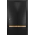 Sliding Closet Bi-fold Doors | Planum 2010 Matte Black and Aluminum Strips | Sturdy Tracks Moldings Trims Hardware Set | Wood Solid Bedroom Wardrobe Doors Black Matte