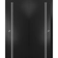Sliding Closet Bypass Doors with Hardware | Planum 0310 Black Matte and Aluminum Strips | Sturdy Rails Moldings Trims Hardware Set | Modern Wood Solid Bedroom Wardrobe Doors -84" x 80" (2* 42x80) Black Matte