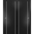 Sliding Closet Bypass Doors with Hardware | Planum 0410 Matte Black | Sturdy Rails Moldings Trims Hardware Set | Modern Wood Solid Bedroom Wardrobe Doors  Black Matte