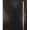 Sliding Closet Bypass Doors | Planum 1010 Chocolate Ash and Aluminum Strips | Sturdy Top Mount Rails Moldings Trims Hardware Set | Wood Solid Bedroom Wardrobe Doors Black Matte