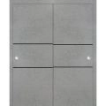 Sliding Closet Bypass Doors | Planum 0014 Walnut and Aluminum Strips | Sturdy Rails Moldings Trims Hardware Set | Wood Solid Bedroom Wardrobe Doors-36" x 84" (2* 18x84) Concrete