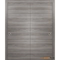 Sliding Closet Bypass Doors with Hardware | Planum 0010 Matte Black | Sturdy Rails Moldings Trims Hardware Set | Modern Wood Solid Bedroom Wardrobe Doors  Ginger Ash