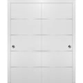 Sliding Closet Bypass Doors | Planum 0020 Matte Black | Sturdy Rails Moldings Trims Hardware Set | Wood Solid Bedroom Wardrobe Doors  White