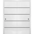 Sliding Closet Bypass Doors | Planum 0015 Ginger Ash and Aluminum Strips | Sturdy Top Mount Rails Moldings Trims Hardware Set | Wood Solid Bedroom Wardrobe Doors -64" x 80" (2* 32x80) White