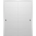 Sliding Closet Bypass Doors | Planum 0770 Painted White Matte | Sturdy Rails Moldings Trims Hardware Set | Wood Solid Bedroom Wardrobe Doors Painted White