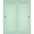 Sliding Closet Bypass Doors | Veregio 7411 Matte Grey | Sturdy Rails Moldings Trims Hardware Set | Wood Solid Bedroom Wardrobe Doors  Oliva