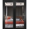 Sliding Closet Bypass Doors | Lucia 1299 White Silk with Mirror | Sturdy Rails Moldings Trims Hardware Set | Wood Solid Bedroom Wardrobe Doors-60" x 96" (2* 30x96) Black Matte